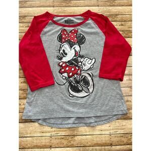 Disney Minnie Mouse Red Raglan Tshirt L
